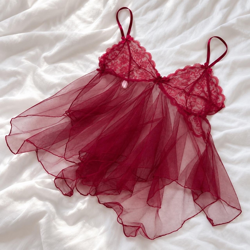Red Lace fairy Babydoll top  Modern size large red lace babydoll lingerie top